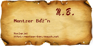 Mentzer Bán névjegykártya